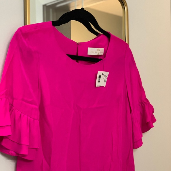 NWT Amanda Uprichard Pink Ruffle Dress Small $188 - Picture 7 of 8
